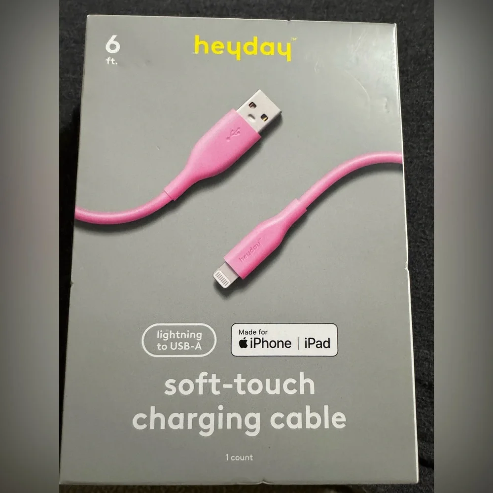 Target Heyday Soft-Touch Charging Cable - pink Lightning to USB A. 3/$15